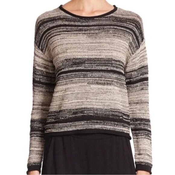 Eileen Fisher Sweaters - Eileen Fisher Sweater Women's Wool Linen Stripe & Organic Linen Beach Nights